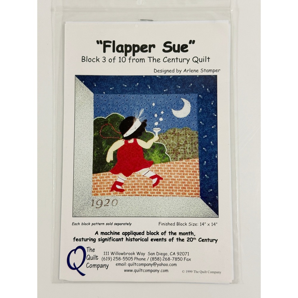The Quilt Company Quilt Pattern Women OS Multicolor Flapper Sue 1920s Block 3